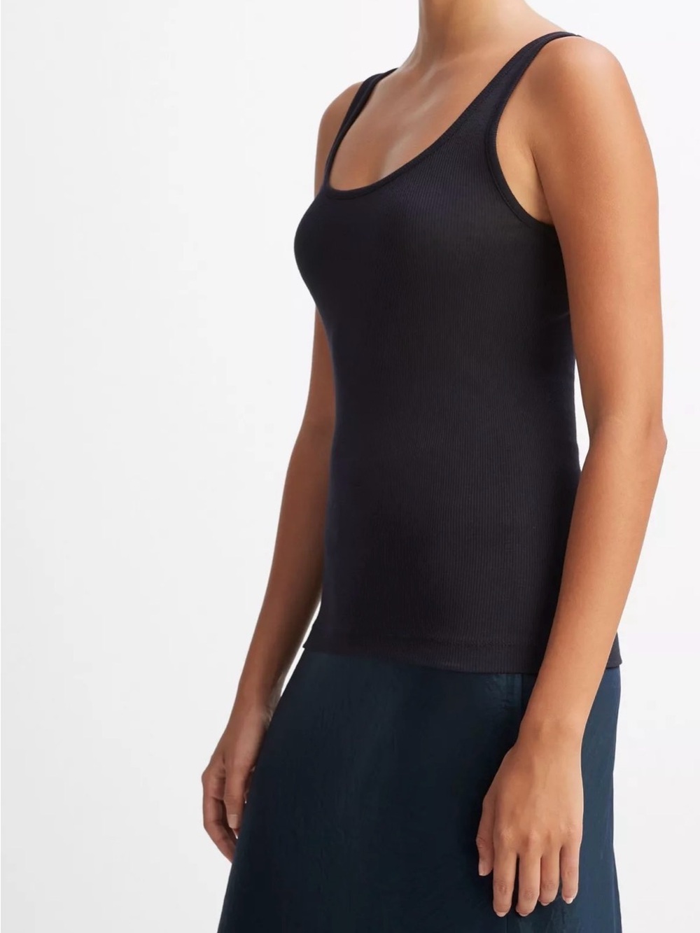 Vince Black Ribbed Scoop-Neck Tank
